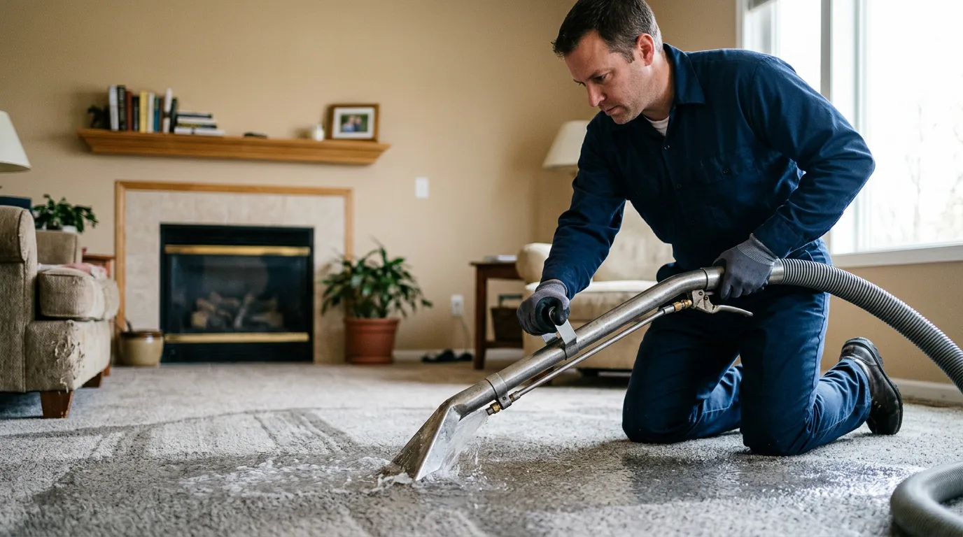 Water damage restoration technician working near North Vernon, IN